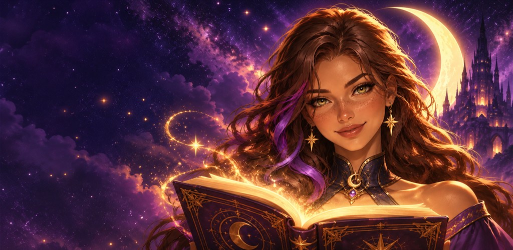 FableMate fantasy character reading a glowing storybook